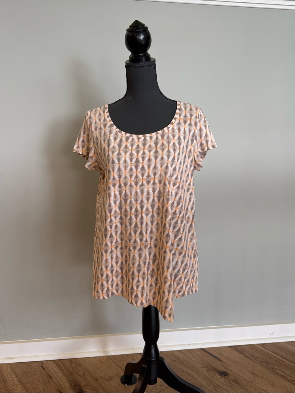 J. Jill PureJill Orange and Taupe Scoop Neck Short Sleeve Tunic